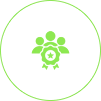 Green people icon with award